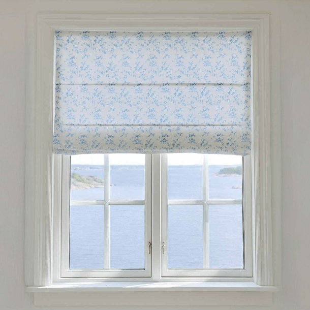 Liftgardin hvit m/bl blader 120x130cm Songvaar