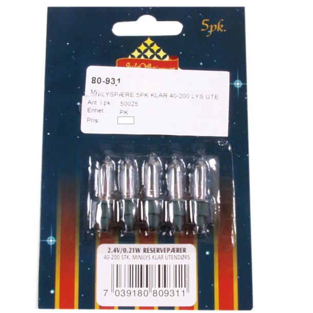 Minilyspre 5pk.klar 40-200 lys ute