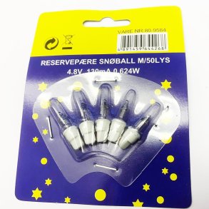 Reservep�re 5stk til Sn�ball m/50 lys blister