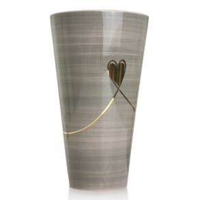 Vase gr� m/gullhjerte �:13 H:23cm