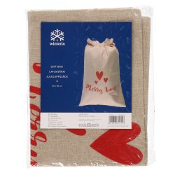 Gavepose jute med julemotiv 90x60x0,5cm