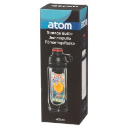 Drikkeflaske sort med oppbevaring 400ml