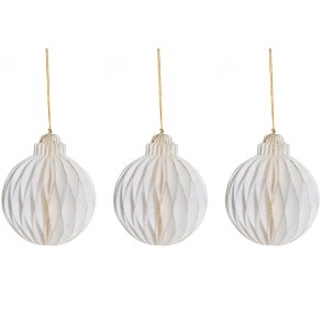 Julekule hvit papir 10cm 3-pk